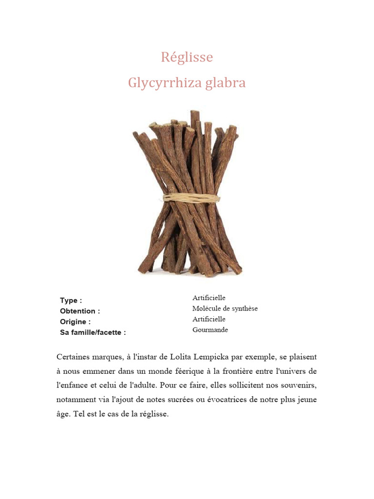 La Réglisse en Parfumerie et Santé | PDF | Parfum