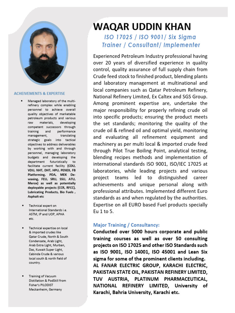 Waqar Trainer Profile 2023 - HSEQ Professionals | PDF | Oil Refinery ...