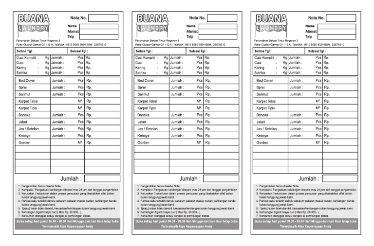 Nota Buana Laundry | PDF