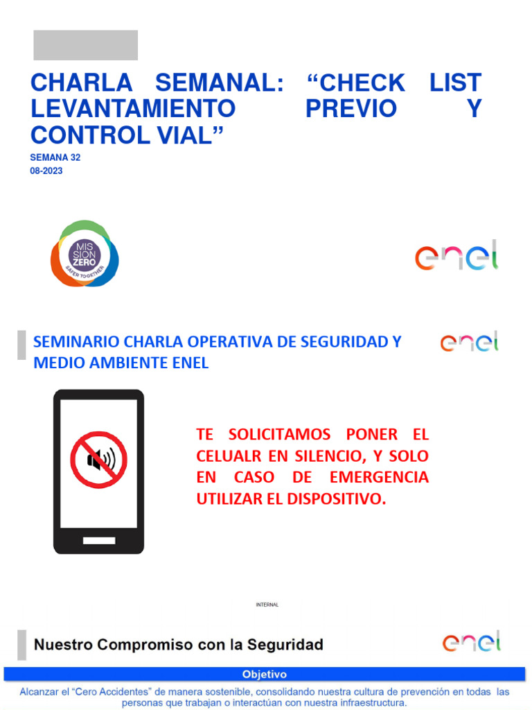 Charla Semana - Charla Semanal - Check List Levantamiento Previo y ...