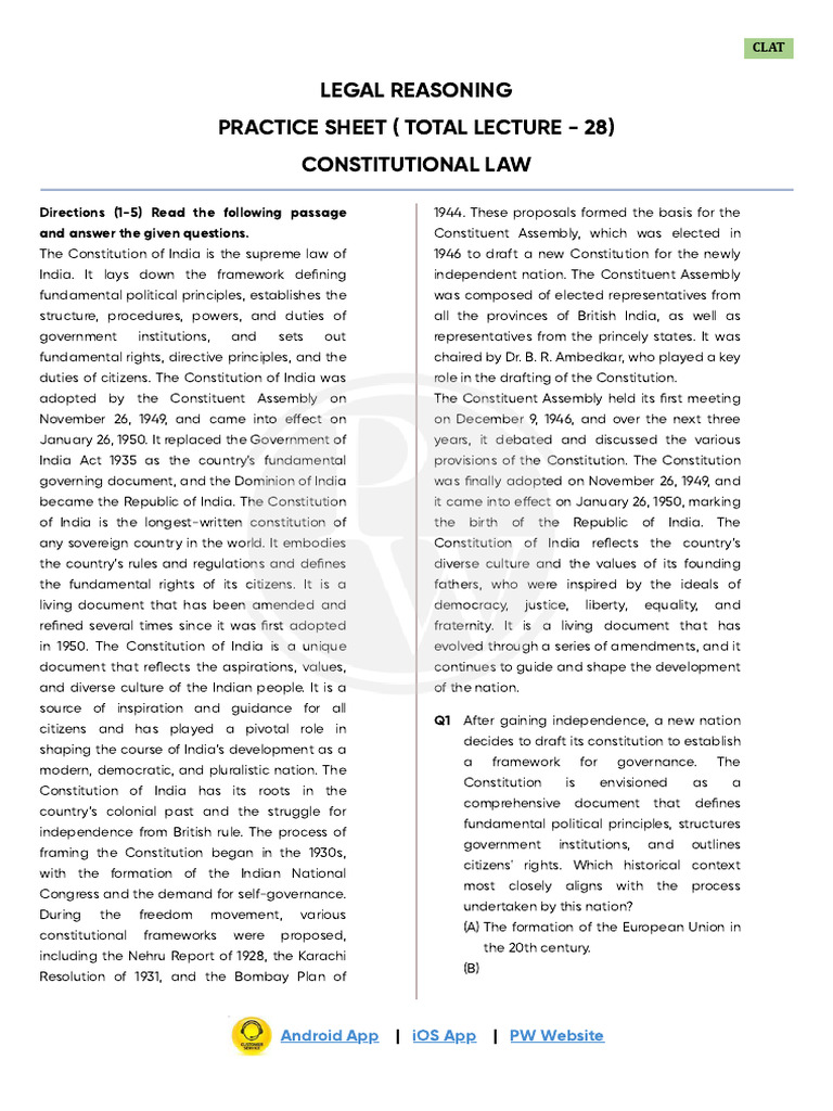 Constitutional Law Practice Sheet __ PDF Only | PDF | Constitution ...