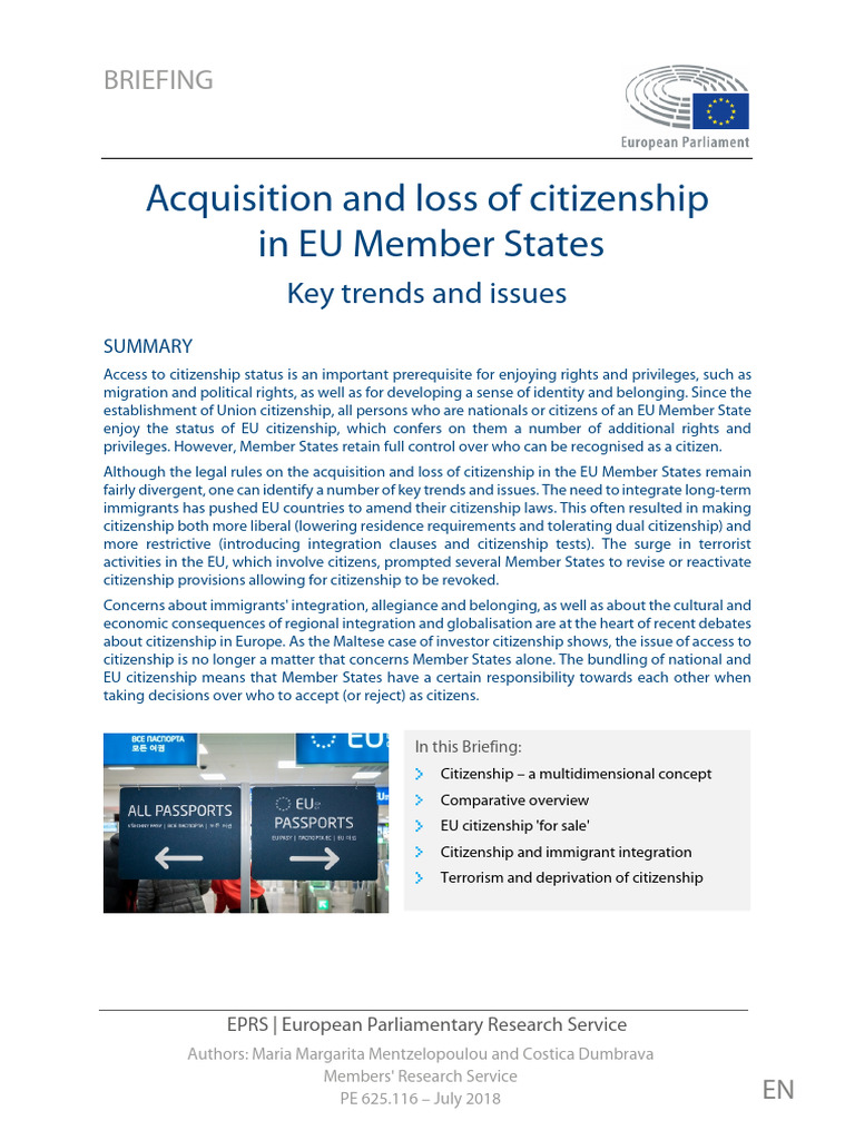 EU Citizenship Acquisition Trends | PDF | European Union | Naturalization