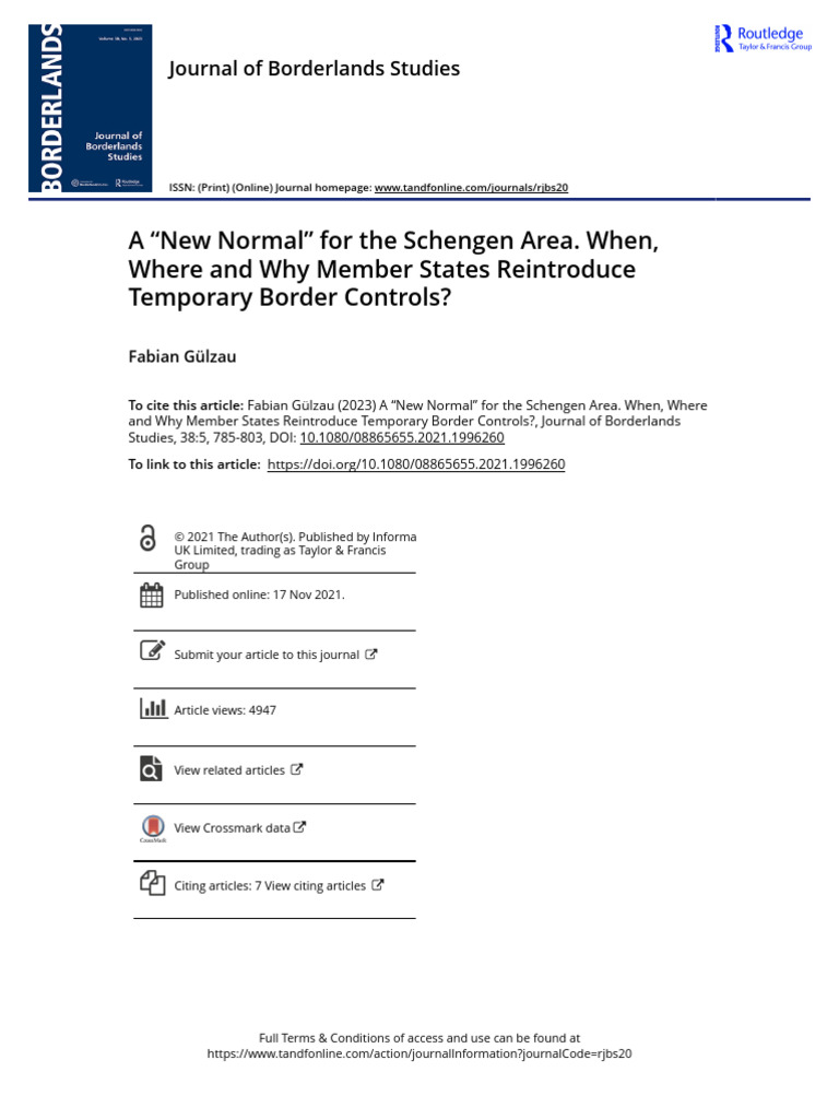 AaaA New Normal For The Schengen Area. AaaWhen Where and Why Member ...