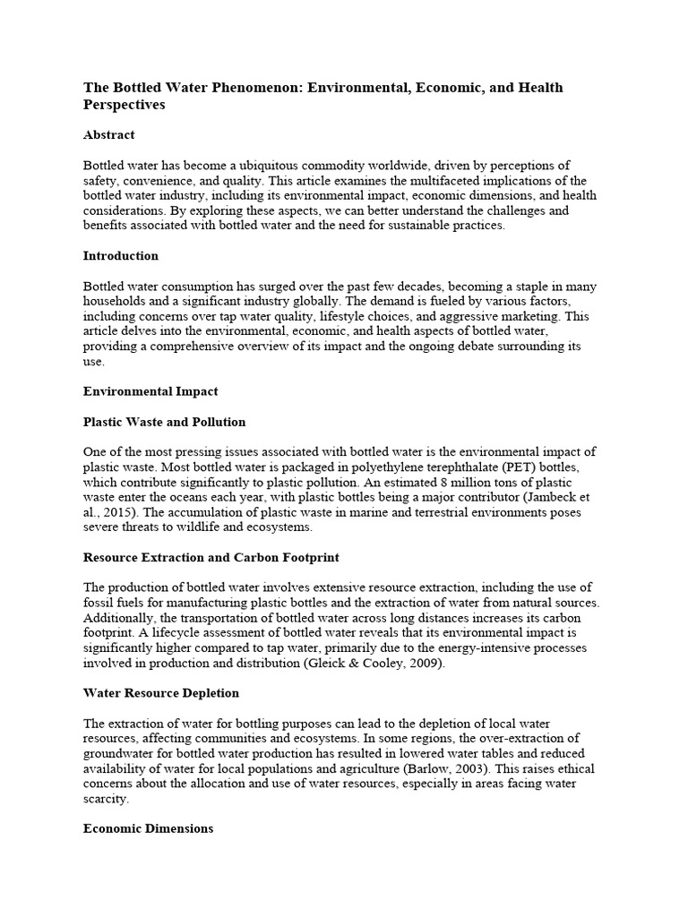 Bottled Water Pdf Bottled Water Plastic