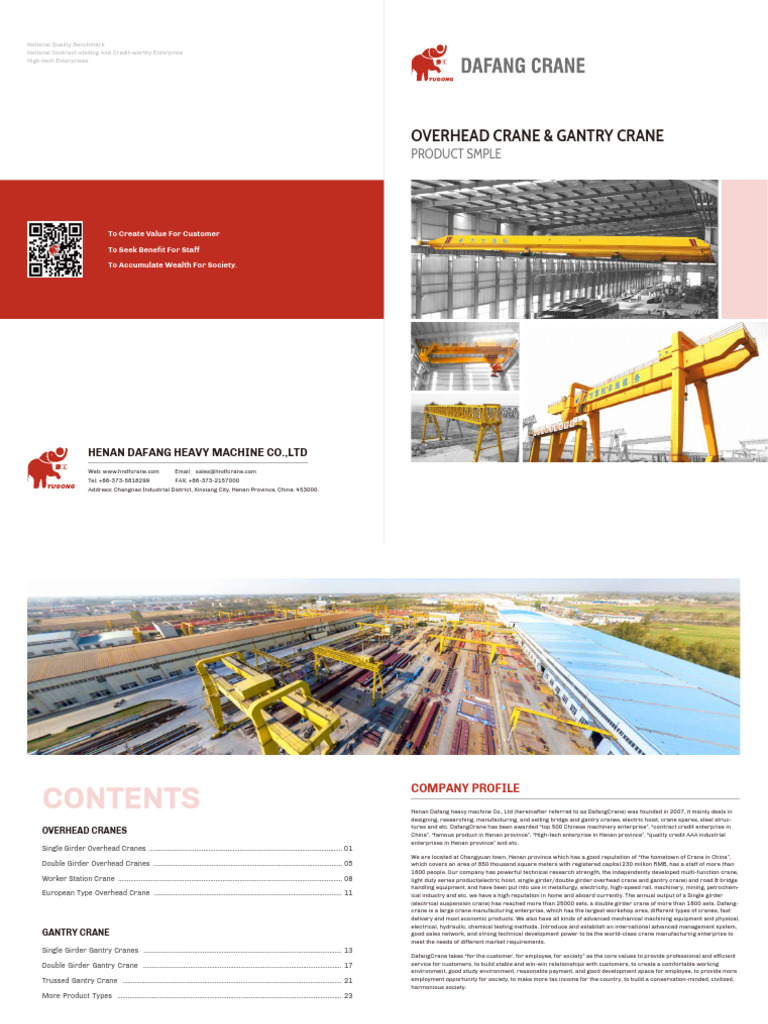 Dafang Crane Specifications Overview | PDF | Crane (Machine) | Warehouse
