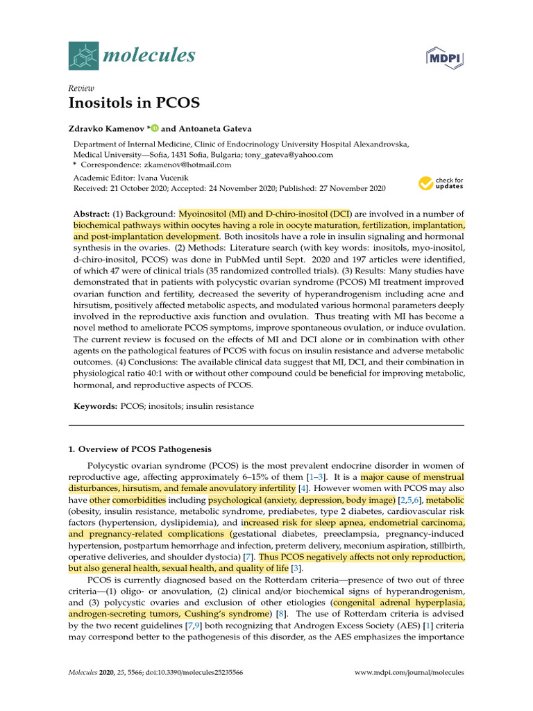 Inositols in PCOS | PDF | Polycystic Ovary Syndrome | Luteinizing Hormone