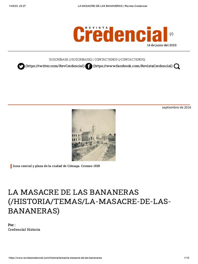 La Masacre de Las Bananeras - Revista Credencial | PDF | Ciencias Políticas