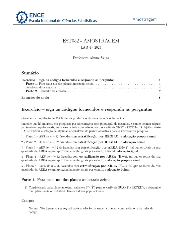 LAB4_2024 | PDF | Amostragem (Estatística)