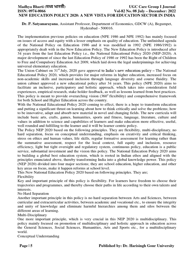 NEP 2020: Transforming India's Education | PDF | Academic Degree ...
