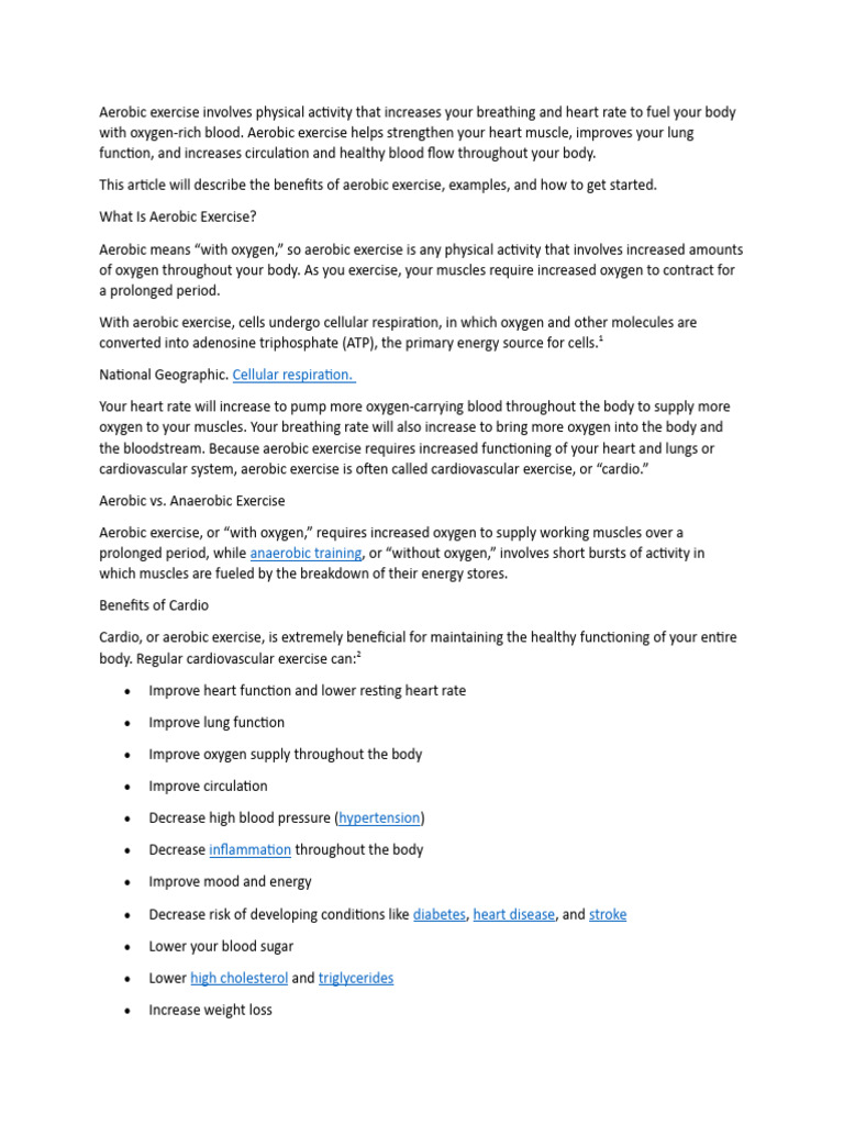 Aerobic Exercise Involves Physical Activity That Increases Your