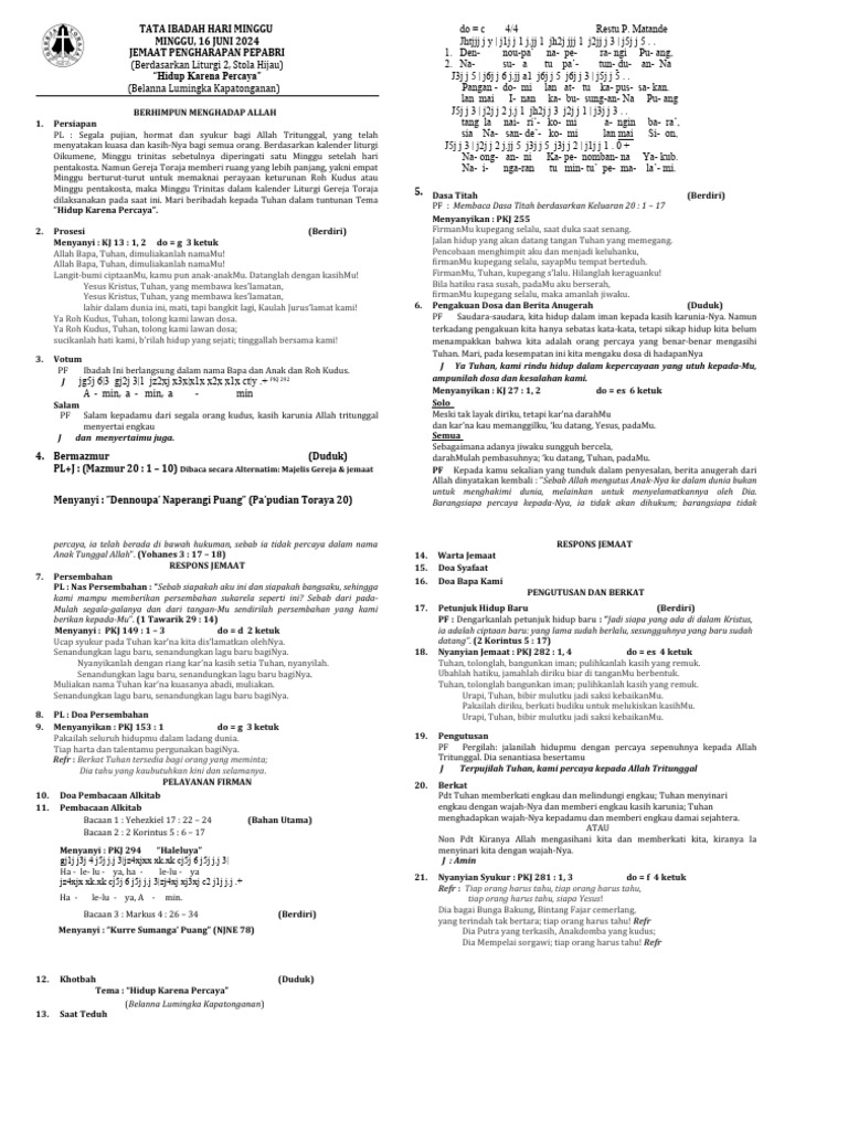 Liturgi Minggu 16 Juni 2024 Pdf