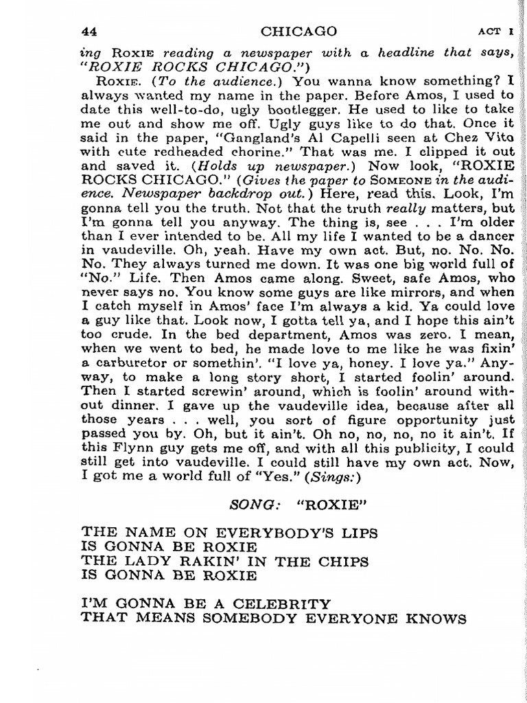 Roxie Monologues Pdf