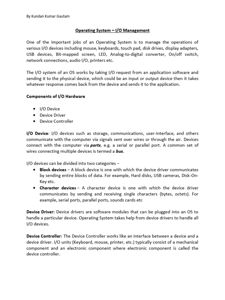 By Kundan Kumar Gautam | Download Free PDF | Input/Output | Operating ...