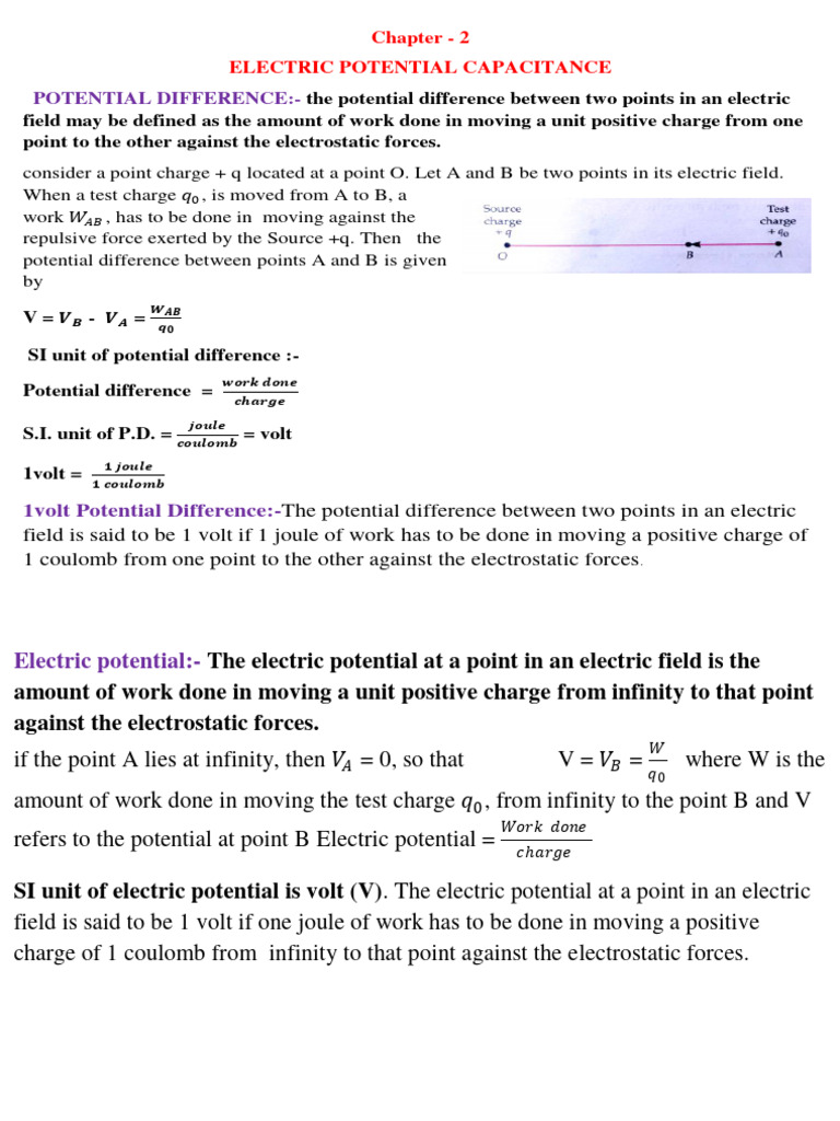Electric Potential and Capacitance - IV | PDF | Voltage | Electrostatics