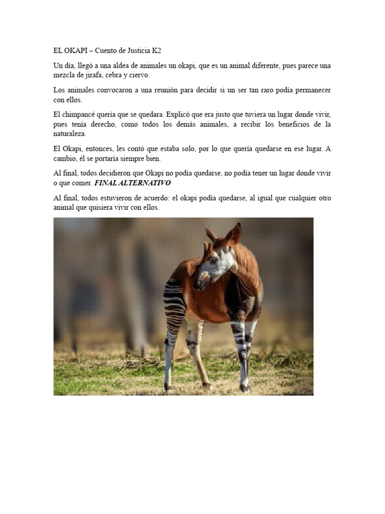 Cuento OKAPI - K2 | PDF | Libros para adolescentes