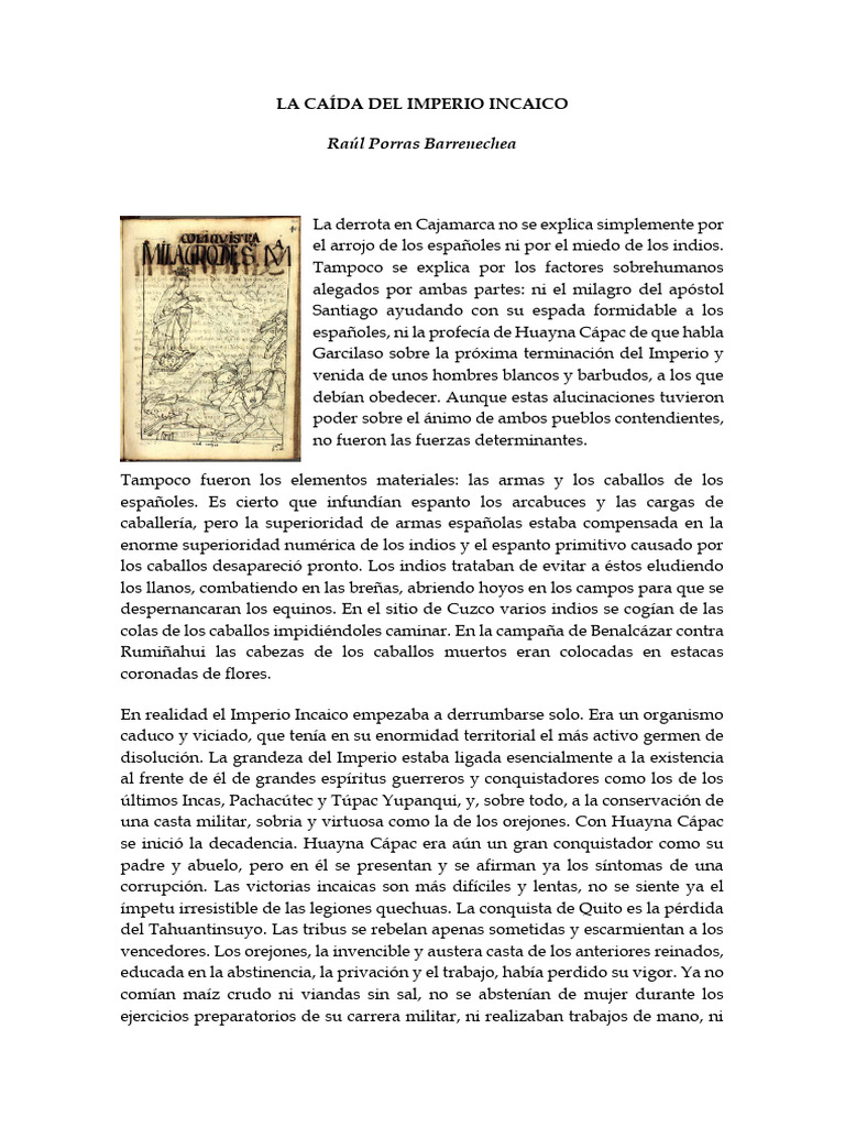 Causas de la Caída del Imperio Incaico | PDF | Imperio Inca | Perú