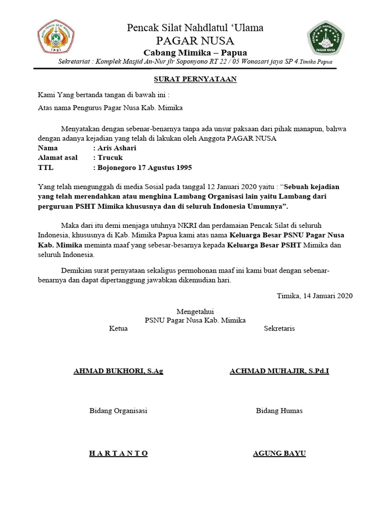 Surat Pernyataan 2 | PDF