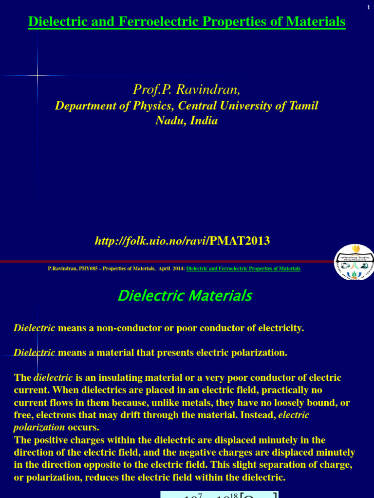 8.dielectric and Ferroelectric of Materials | PDF | Dielectric ...