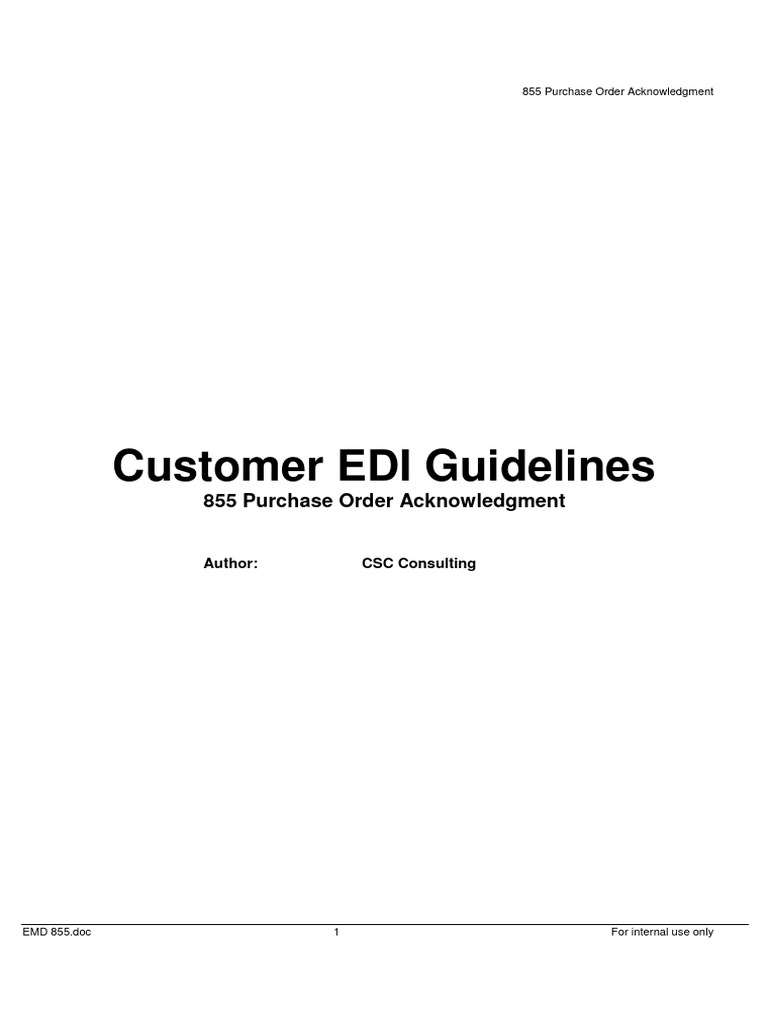 EDI 855 Purchase Order Acknowledgment Guide | PDF | Electronic Data ...