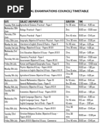 2025 Mock Examination Timetable Pdf