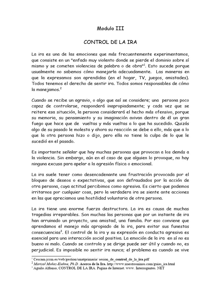 Modulo III Control de La Ira | PDF | Ira | Las emociones