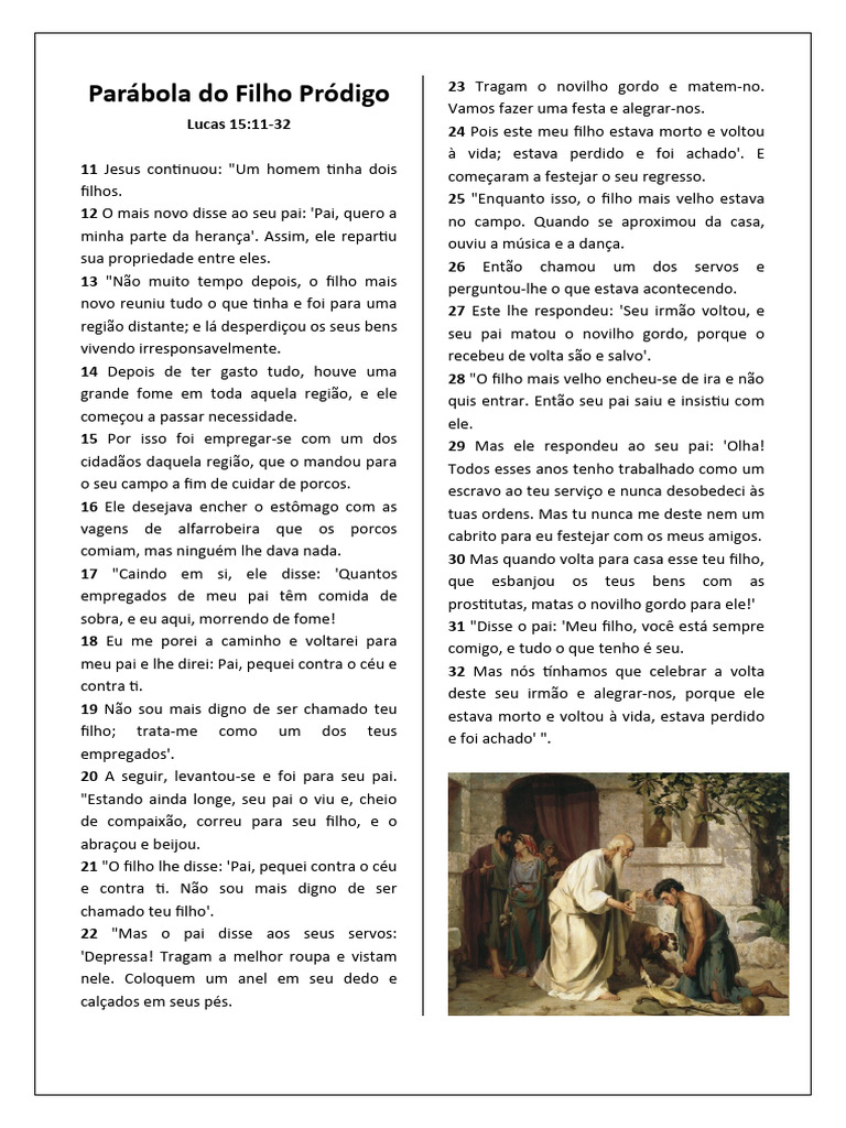 Parábola do Filho Pródigo: Lucas 15 | PDF