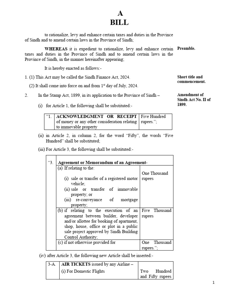 The Sindh Finance Bill, 2024 PDF Taxes Fine (Penalty)