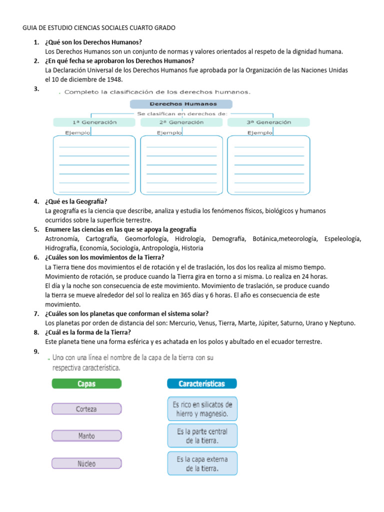 Guia de Estudio Ciencias Sociales Cuarto Grado | PDF | Tierra | Ecuador