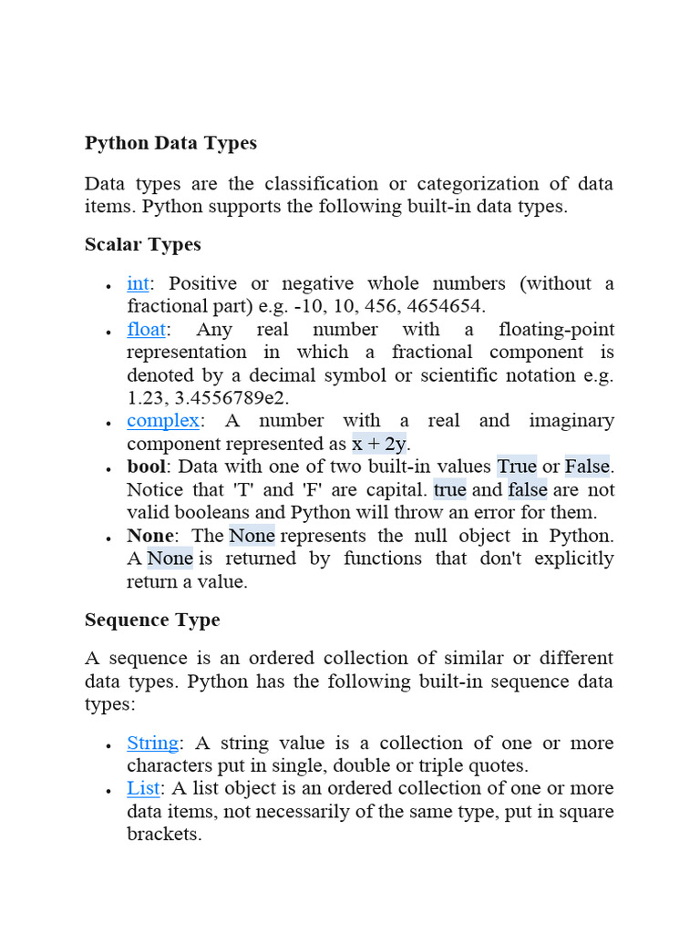 Built in Datatypes | Download Free PDF | Class (Computer Programming ...