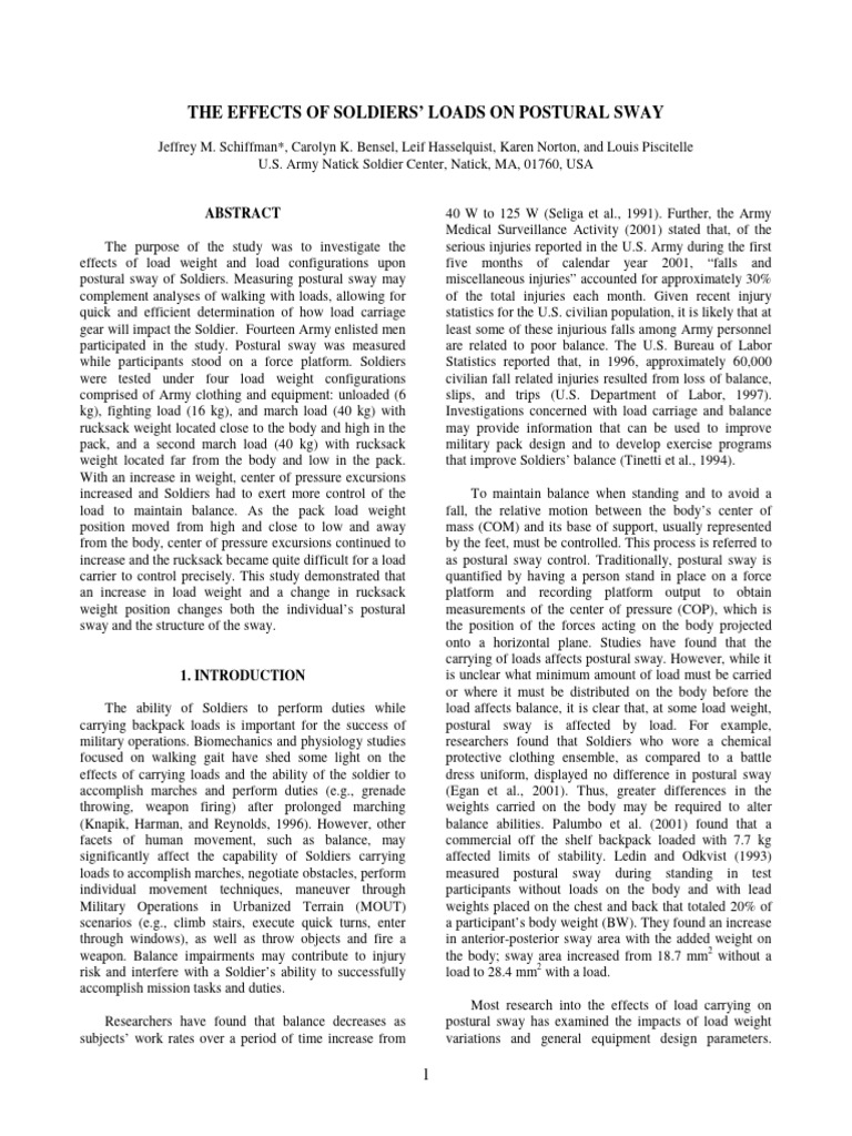 The Effects of Soldiers' Loads On Postural Sway | PDF | Balance ...