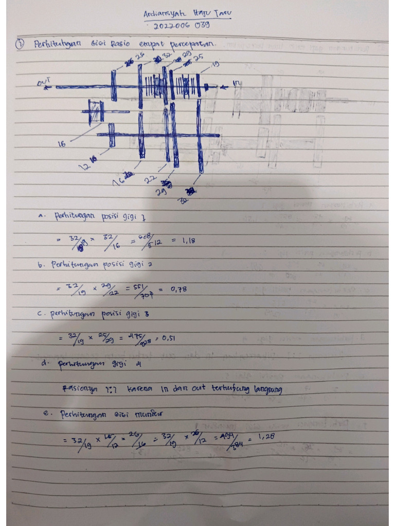 Ardian. Tugas Menghitung Gear Rasio Transmisi Manual | PDF