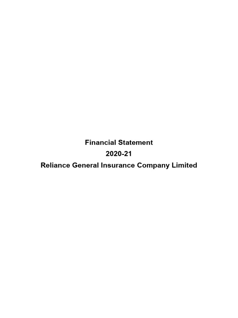 Reliance General Insurance Company Limited 2020 21 Pdf Internal