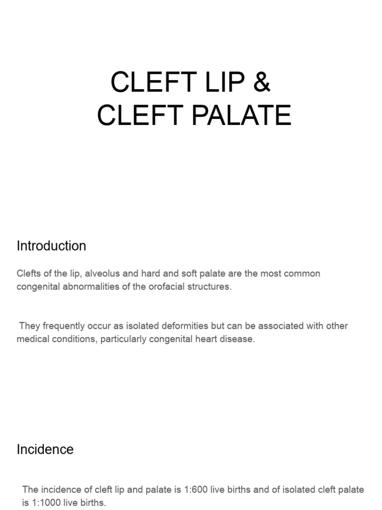 Cleft Lip and Palate Overview | PDF | Human Nose | Face