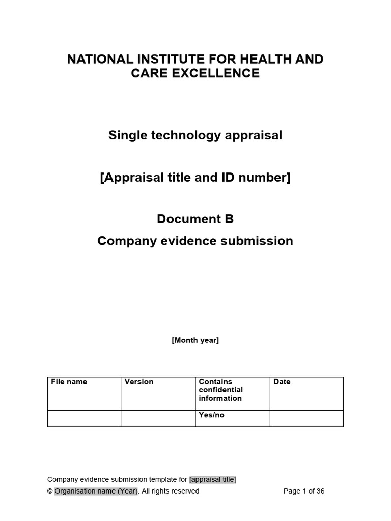 NICE Evidence Submission Template | PDF | Cost Effectiveness Analysis ...