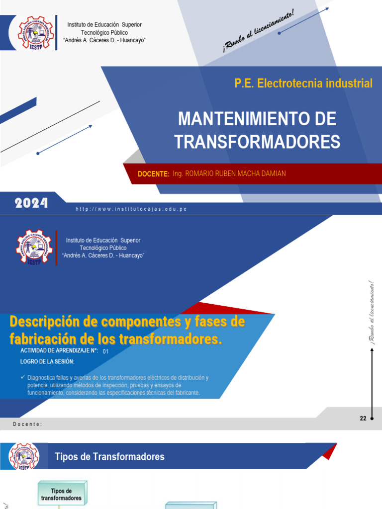 Sesion 01 Mantenimiento De Transformadores Pdf Transformador