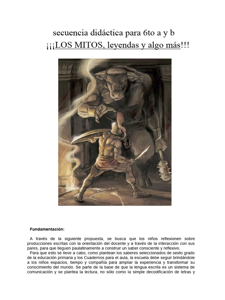 Mitos Para 6to Pdf Verbo Minotauro
