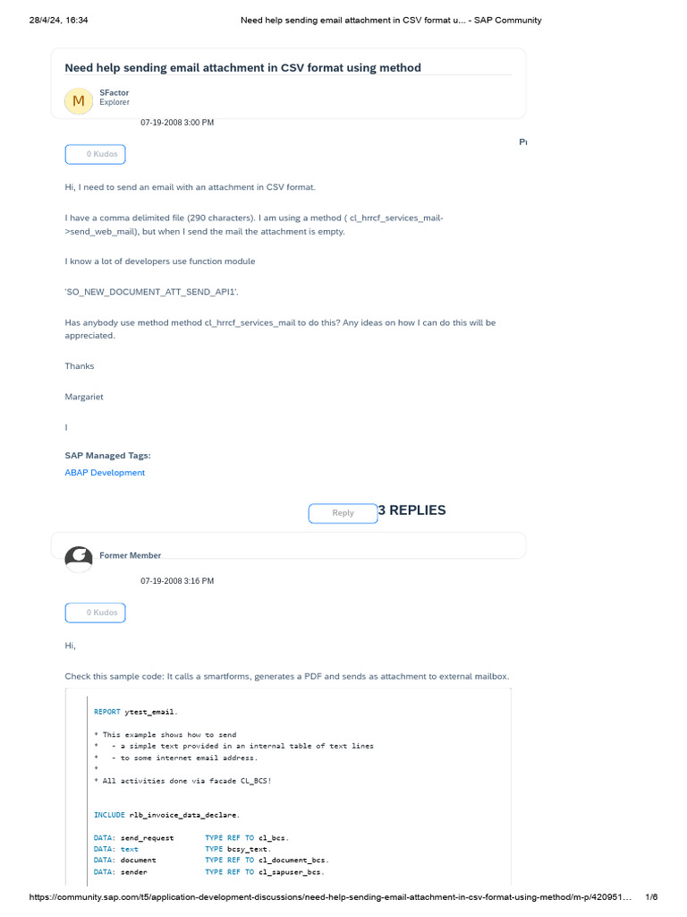 Need Help Sending Email Attachment in CSV Format U... - SAP Community ...