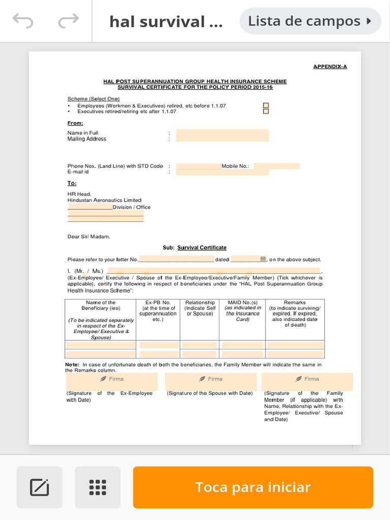 PDFfiller - hal survival certificate 2024pdf | PDF