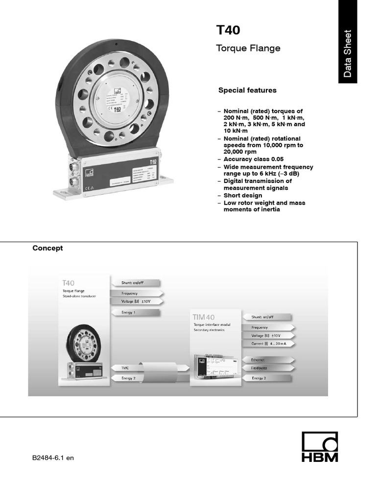 T40B Torque Flange Specifications | PDF | Torque | Hertz