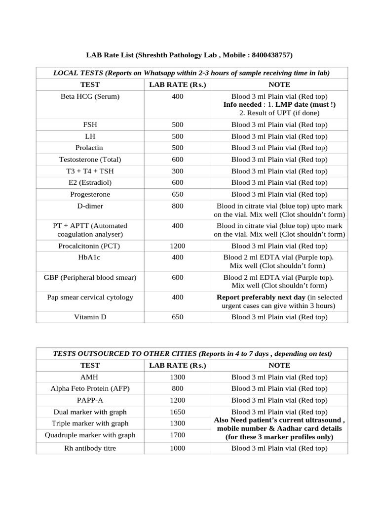 Kapoor Hospital Rate List | PDF | Medical Specialties | Clinical Medicine