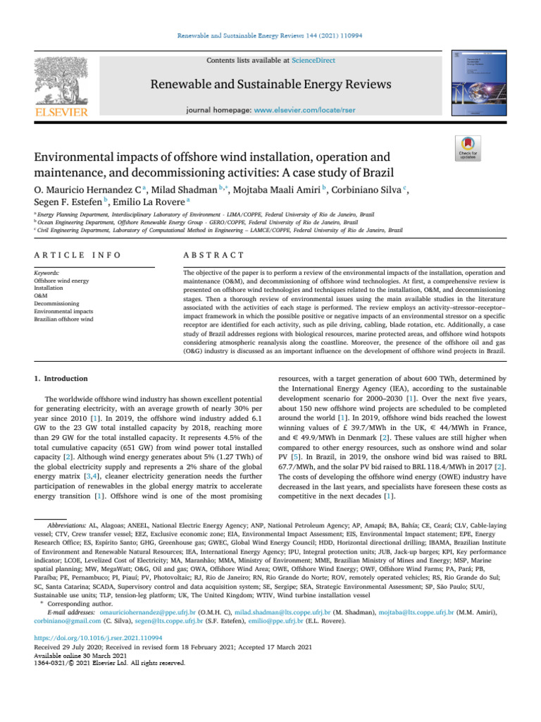 Environmental Impacts Of Offshore Wind Installation Operation And