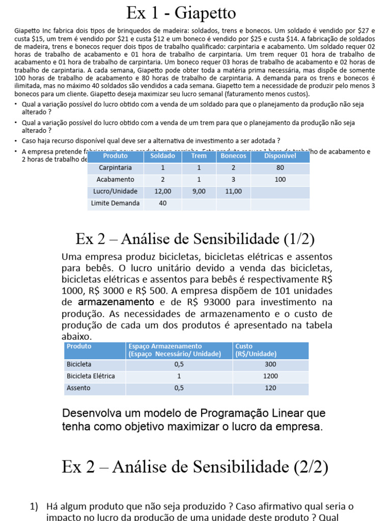 Maximização de Lucros em Produção de Brinquedos e Produtos | PDF ...