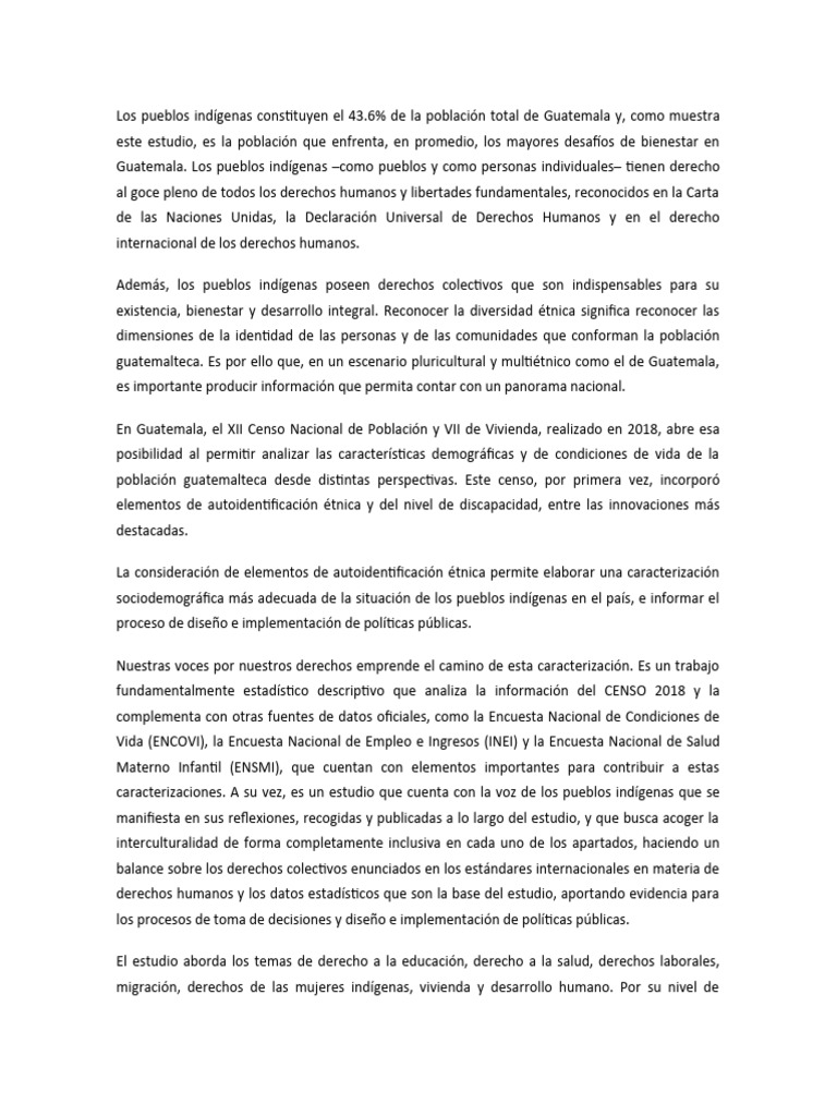 Derechos y bienestar de pueblos indígenas en Guatemala | PDF | Mujer ...