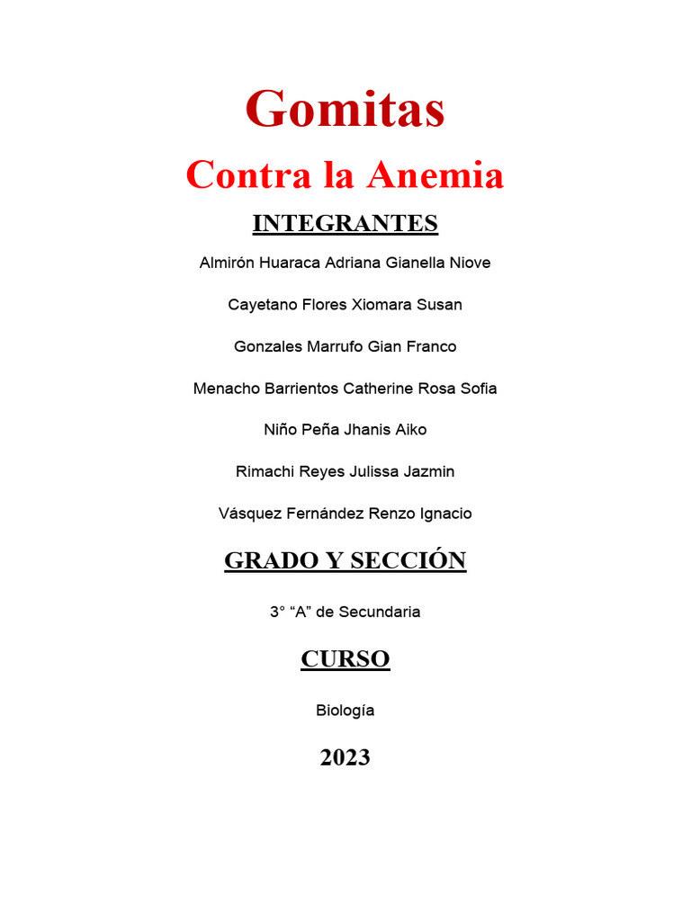 Gomitas Contra La Anemia | PDF | Anemia | Glóbulo rojo