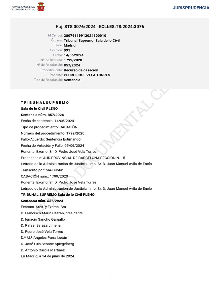 STS 3076 2024 | PDF | Caso de ley | Sentencia (ley)