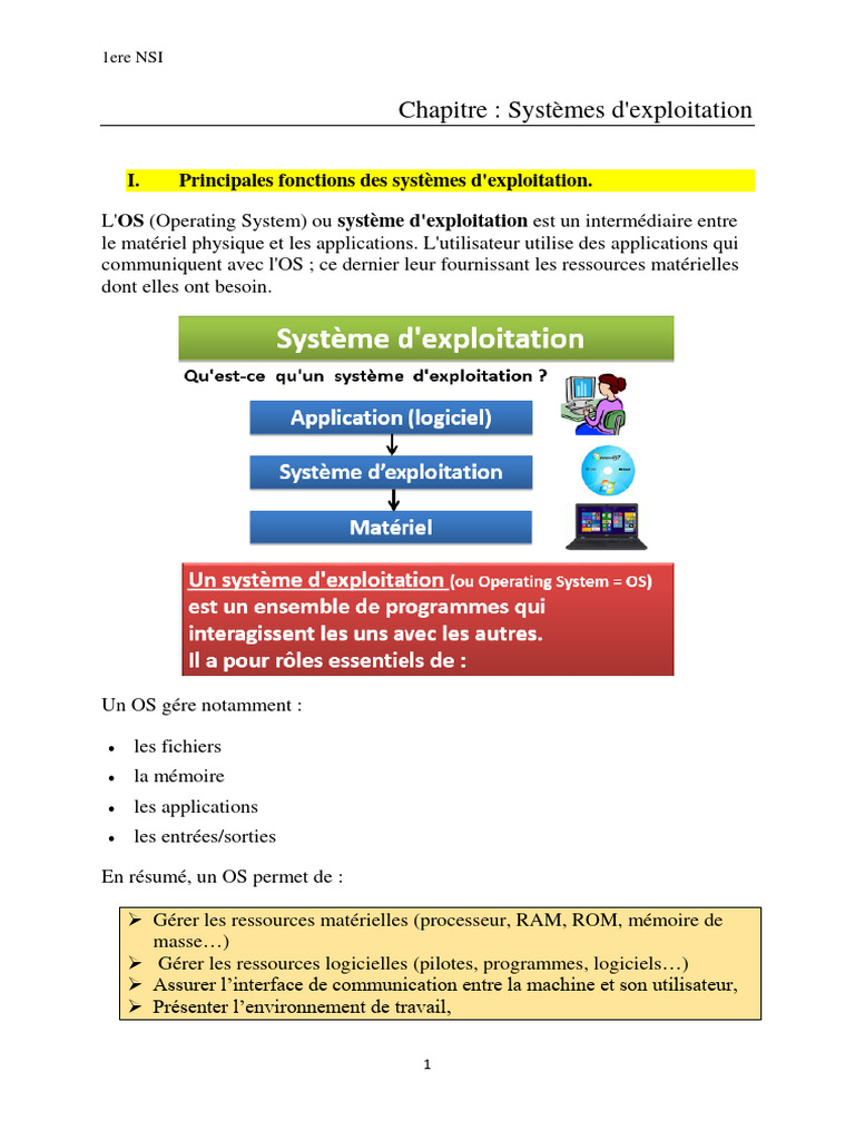 Fonctions des systèmes d'exploitation | PDF | Système d'exploitation ...