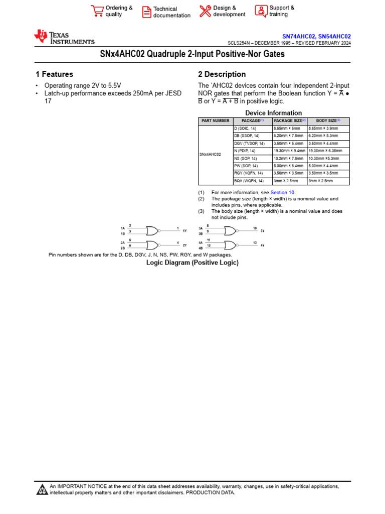 SN 74 Ahc 02 | PDF | Electrostatic Discharge | Electrical Engineering