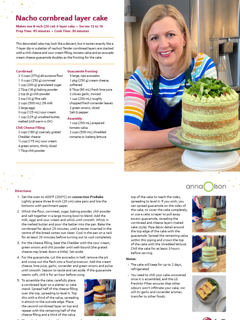 LG Anna Olson Recipe Nacho Cornbread Layer Cake en | PDF | Cakes | Foods