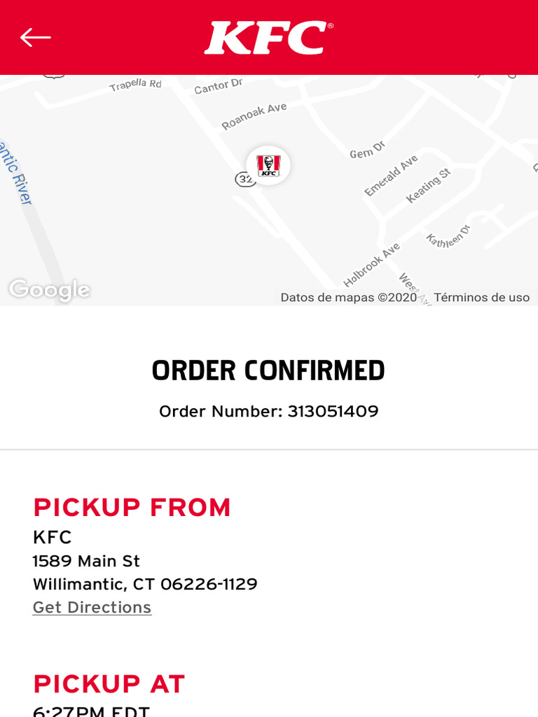 KFC Order Confirmation #313051409 | PDF