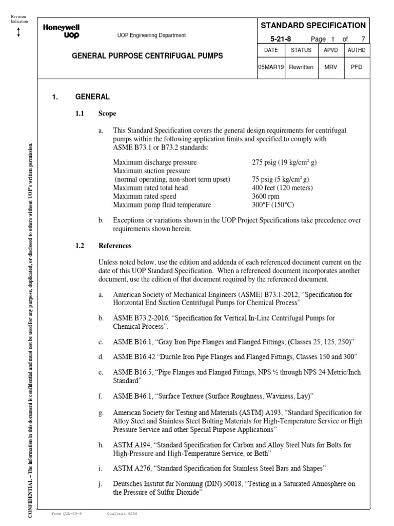 General Purpose Centrifugal Pumps Spec | PDF | Pump | Pipe (Fluid ...